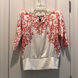 White House Black Market Sz: XXS Pink White shirt